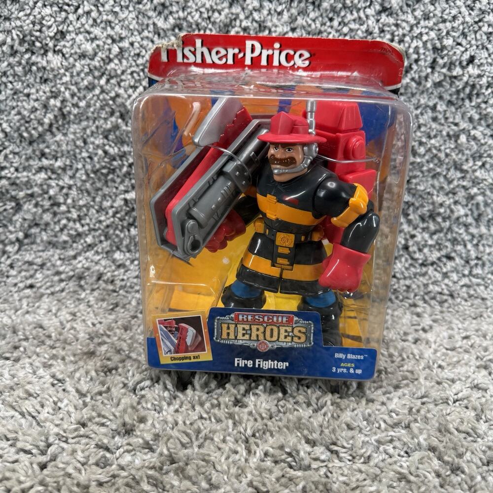 Vintage Fisher Price Rescue Heroes Billy Blazes Fire Fighter Figure Sealed
